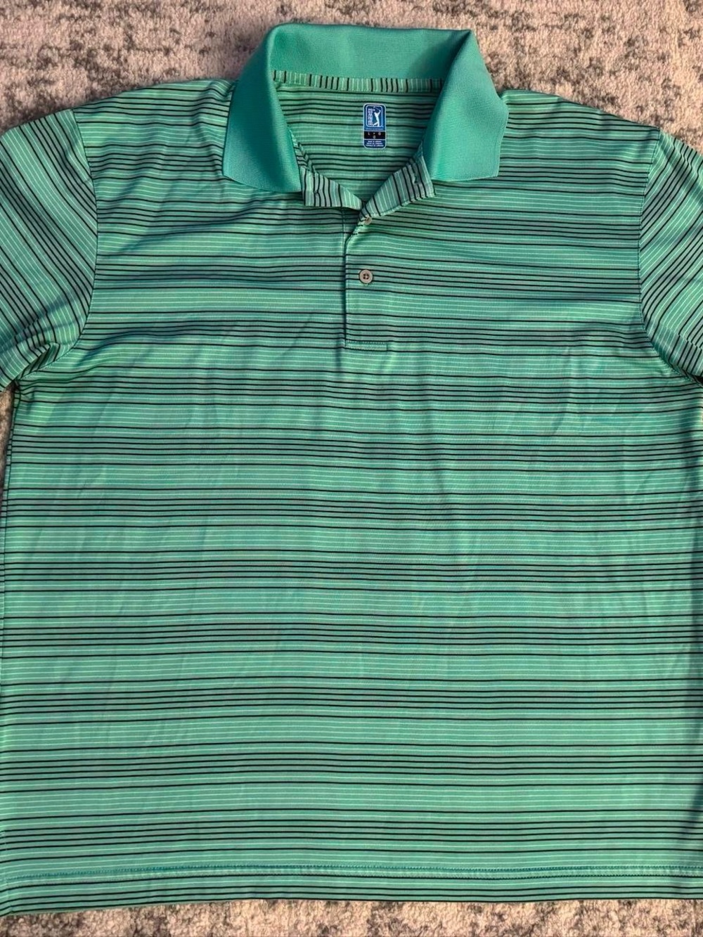 PGA Tour Mint Green with Black Stripes Golf Polo Size Large